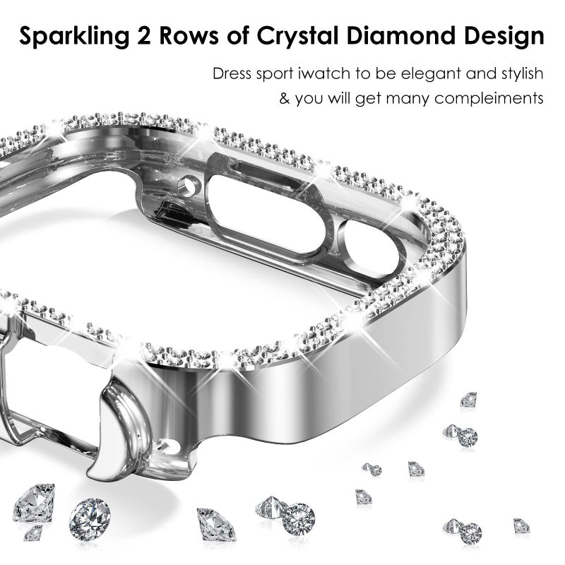 WINGLE 6 Pack for Apple Watch Ultra 3/2/1 Case 49mm with Screen Protector Tempered Glass, Bling Protective Face Cover Crystal Diamond Covers Rhinestone Bumper for Apple Watch iWatch Ultra 3/2/1 - Image 2
