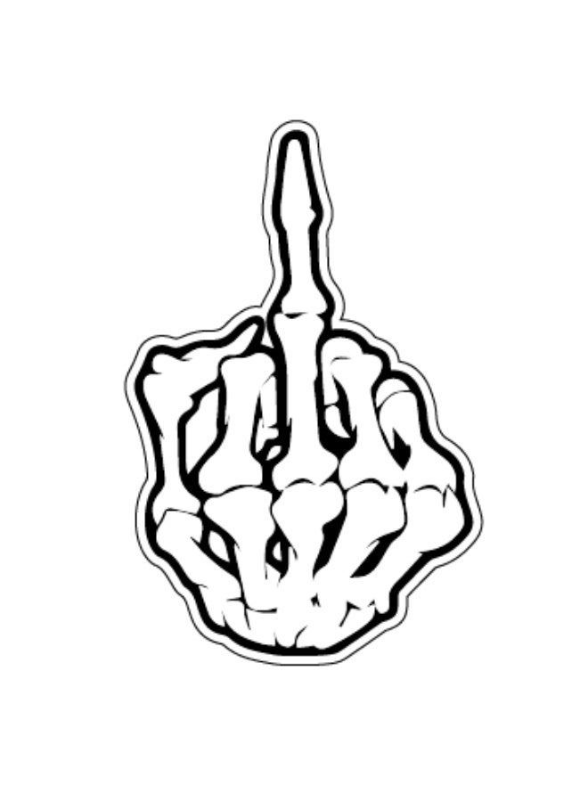 MAXPIX LLC Skeleton Middle Finger Gesture Sticker -Waterproof Vinyl Sticker Sign Indoor/Outdoor Self-Adhesive - Image 1