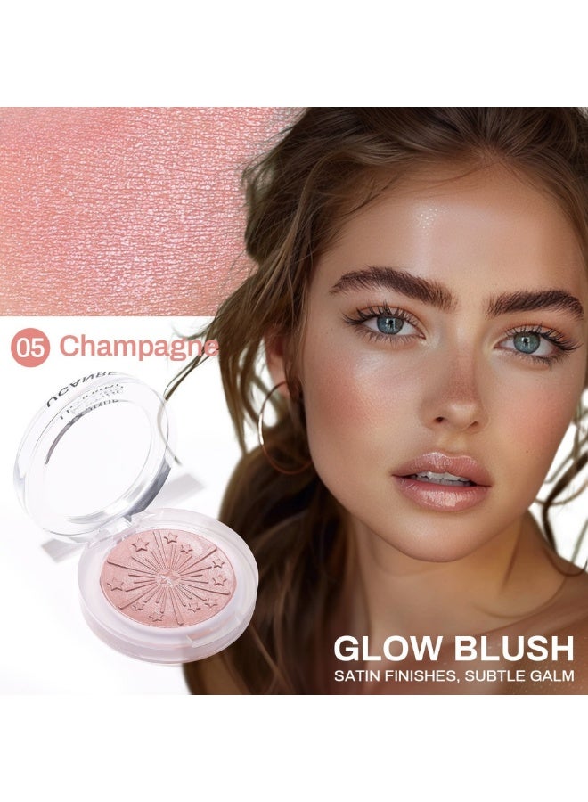 جوي وورلد بودرة أحمر خدود مخبوزة للخدود، بودرة خدود حريرية قابلة للمزج والكونتور وإبراز الوجه للحصول على لمسة نهائية لامعة أو غير لامعة (05 # شامبانيا) - Image 4
