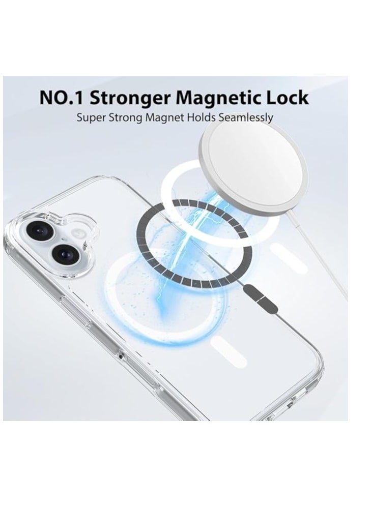 Generic - غطاء مغناطيسي شفاف لهاتف iPhone 16 | متوافق مع Mag Safe | غطاء خلفي صلب شفاف واقٍ هجين | إطار سيليكون مقاوم للصدمات | غطاء شفاف رفيع لهاتف Apple iPhone 16 - Image 1