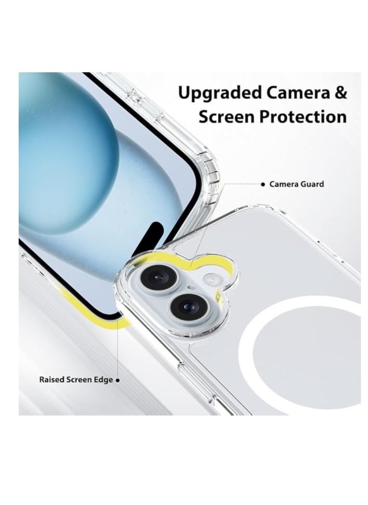 Generic - غطاء مغناطيسي شفاف لهاتف iPhone 16 | متوافق مع Mag Safe | غطاء خلفي صلب شفاف واقٍ هجين | إطار سيليكون مقاوم للصدمات | غطاء شفاف رفيع لهاتف Apple iPhone 16 - Image 1