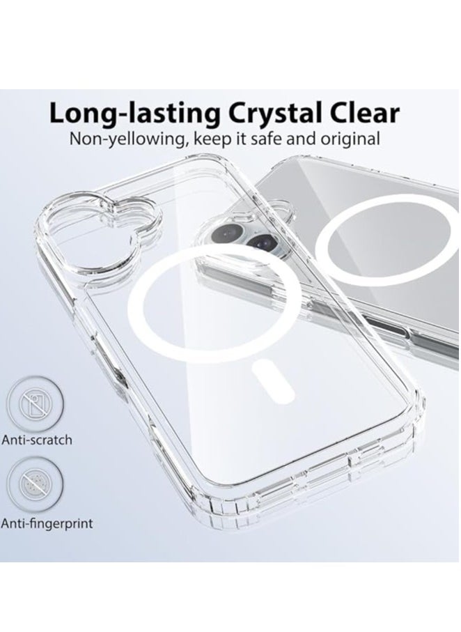 Generic - غطاء مغناطيسي شفاف لهاتف iPhone 16 | متوافق مع Mag Safe | غطاء خلفي صلب شفاف واقٍ هجين | إطار سيليكون مقاوم للصدمات | غطاء شفاف رفيع لهاتف Apple iPhone 16 - Image 1