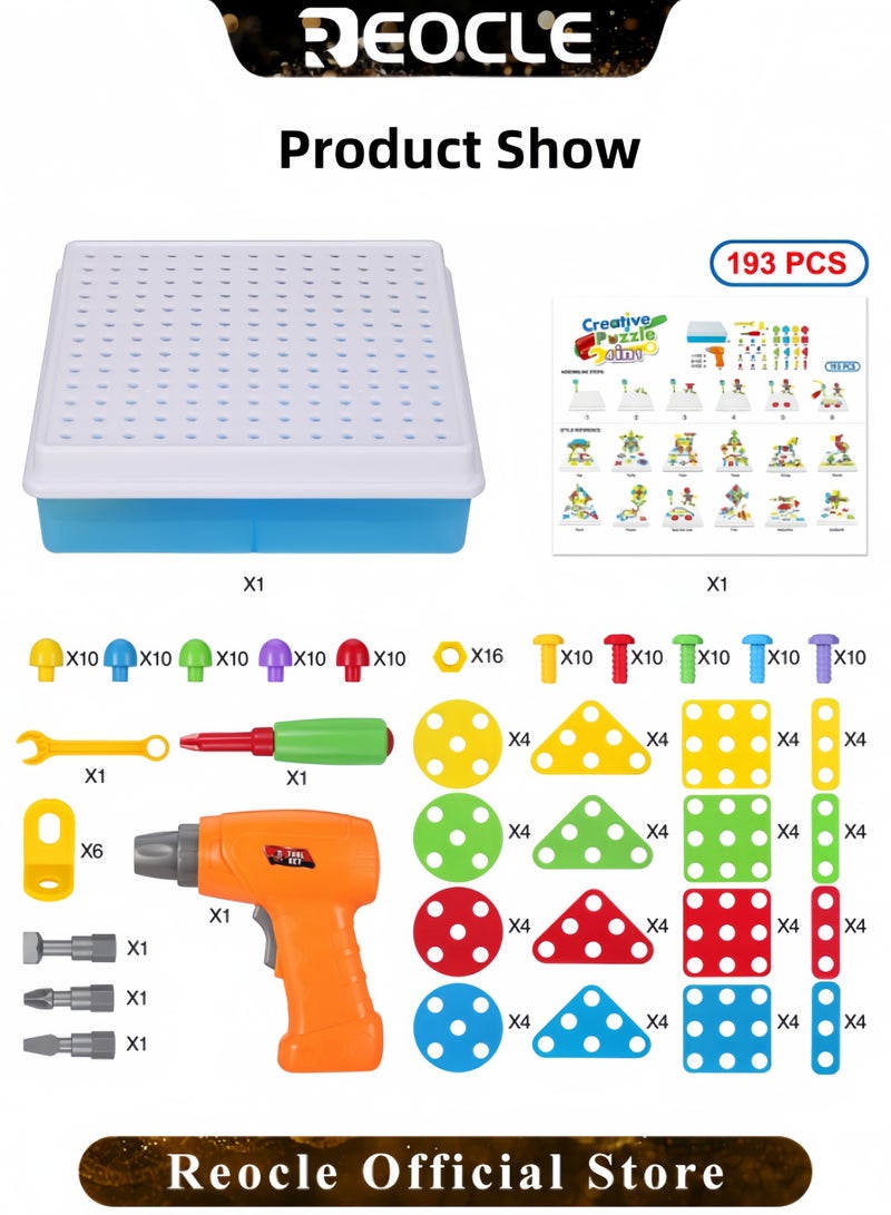 REOCLE Kid's Screwdriver Toy Set Mixed 3D Building Block Puzzle Toy with DIY Screwdriver Tool Play Toolbox Creative Game Accessories for Child Ages 3-10 Years Old - Image 2