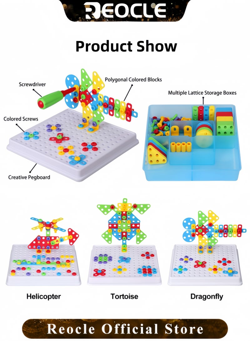 REOCLE Kid's Screwdriver Toy Set Mixed 3D Building Block Puzzle Toy with DIY Screwdriver Tool Play Toolbox Creative Game Accessories for Child Ages 3-10 Years Old - Image 3