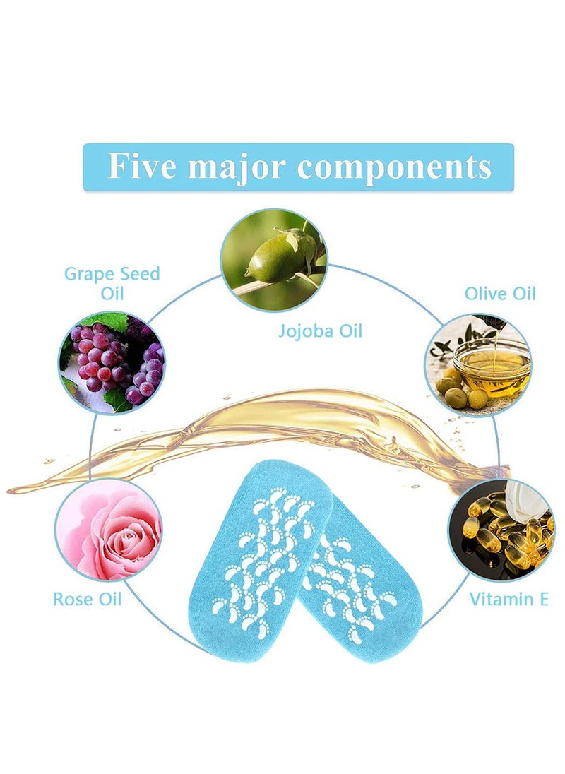 SYOSI Moisturizing Socks and Gloves Set Soft Cotton with Thermoplastic Gel Repair and Heal Eczema Cracked Dry Skin, Gel Lining Infused with Essential Oils and Vitamins  - Image 2