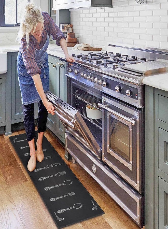 OUXIOAZ Black Kitchen Rugs and Mats Non Skid Washable Absorbent Microfiber Kitchen Mat for Floor Anti Fatigue Kitchen Mat Set of 2 Black Kitchen Decor Stain Resistant 17"x47.2"+17"x30" - Image 5