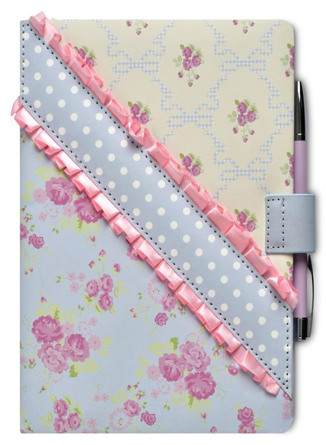 iscream Vegan Leather Satin Ribbon Accent Lined-Page 8.5" Journal with Ball Point Pen - Vintage Vibes - Image 5