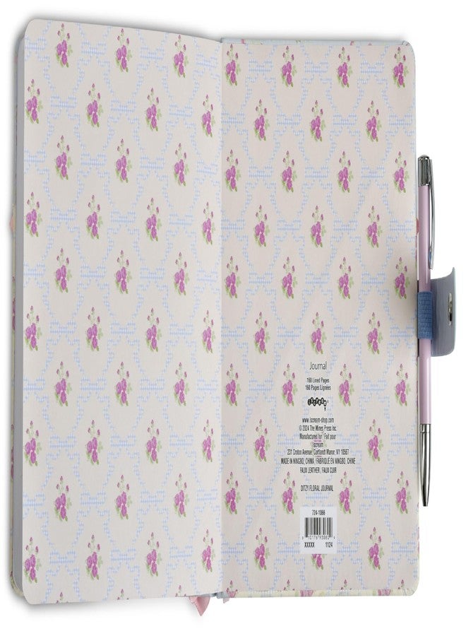 iscream Vegan Leather Satin Ribbon Accent Lined-Page 8.5" Journal with Ball Point Pen - Vintage Vibes - Image 4