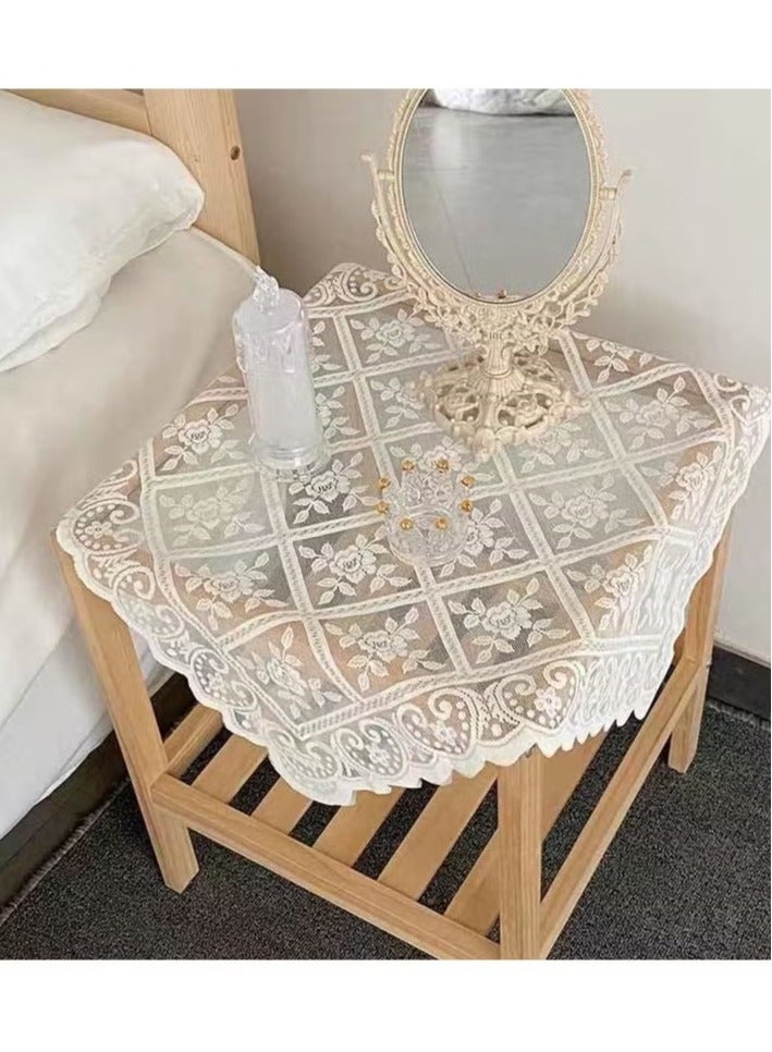 الدانتيل الجدول Doilies مربع جنب السرير قماش الطاولة Nightstand غطاء القهوة طاولات الطعام المركزية قماش الطاولة الصغيرة زهرية حصيرة (أبيض نقي 60 * 60 سم) - Image 3