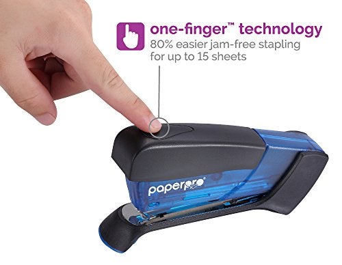 PaperPro Compact Classic Desktop Stapler 15 Sheet Capacity No Effort One Finger 80 Easier Stapling Blue - Image 3