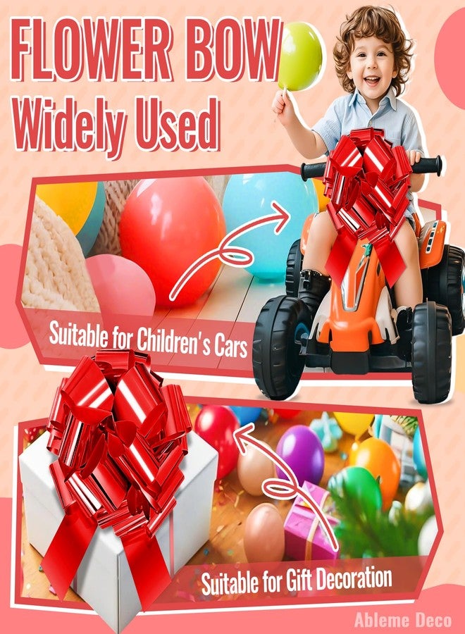 Ableme Deco 12 Inch Large Pull Bow for Car, Present, Bike, Appliances, Reusable PVC Bow Ribbon for Christmas, Wedding, Birthday, Party Decoration (Red - Image 2