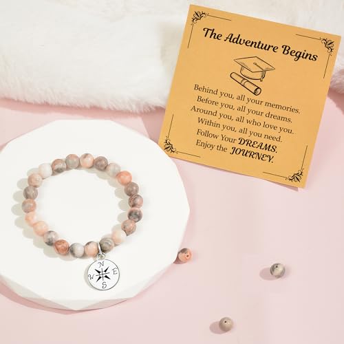 Parma77 2025 Graduation Gifts for Her, High School College Graduation Gifts for Women, Inspirational Compass/Heart Graduation Bracelets with Gift Message Card for Women Daughter Sister Friends - Image 5