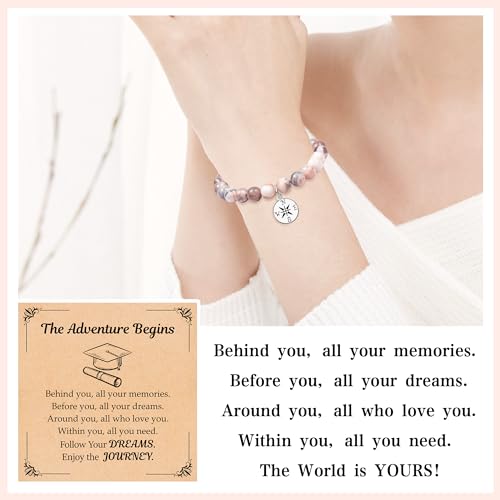 Parma77 2025 Graduation Gifts for Her, High School College Graduation Gifts for Women, Inspirational Compass/Heart Graduation Bracelets with Gift Message Card for Women Daughter Sister Friends - Image 2