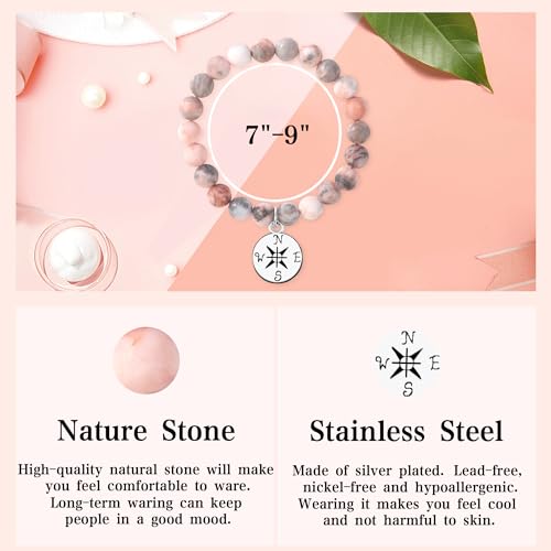 Parma77 2025 Graduation Gifts for Her, High School College Graduation Gifts for Women, Inspirational Compass/Heart Graduation Bracelets with Gift Message Card for Women Daughter Sister Friends - Image 3