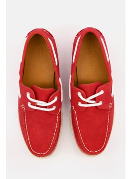 Club Room Men Lace Up Boat Shoes, Red  - Image 4