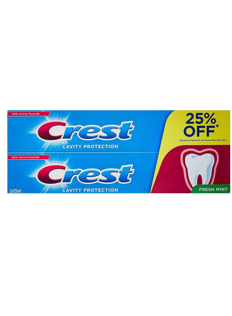 Crest Cavity Protection Fresh Mint Toothpaste 2 PACK 125 Ml