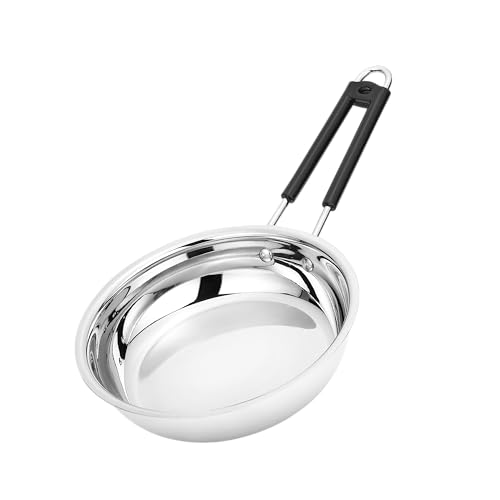 BOWLS  MORE BOWLS & MORE | Flat Bottom Frying Pan | 22 cm / 1.5 litres | Heavyduty Stainless Steel with Heat-Resistant Handle | Gas Stove Compatible | Matt Glossy Finish (Silver) - Image 1