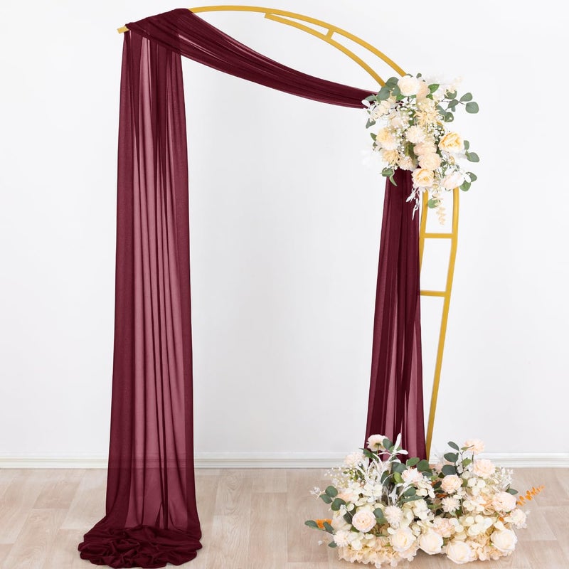 Socomi Wedding Arch Draping Fabric 29" x 20Ft 1 Panel Burgundy Sheer Outdoor Curtain Drapes Extra Long for Bridal Baby Shower Ceremony Birthday Party Decor - Image 5