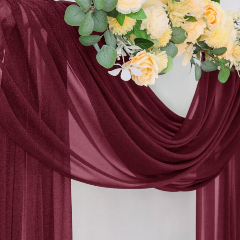 Socomi Wedding Arch Draping Fabric 29" x 20Ft 1 Panel Burgundy Sheer Outdoor Curtain Drapes Extra Long for Bridal Baby Shower Ceremony Birthday Party Decor - Image 4