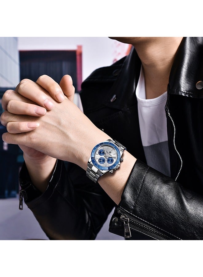 باغاني ديزاين الرجال ساعات كوارتز كرونوغراف الرياضة المعصم ووتش مع فك 63 حركة الياقوت السيراميك الحافة للماء الفولاذ المقاوم للصدأ حزام - Image 2