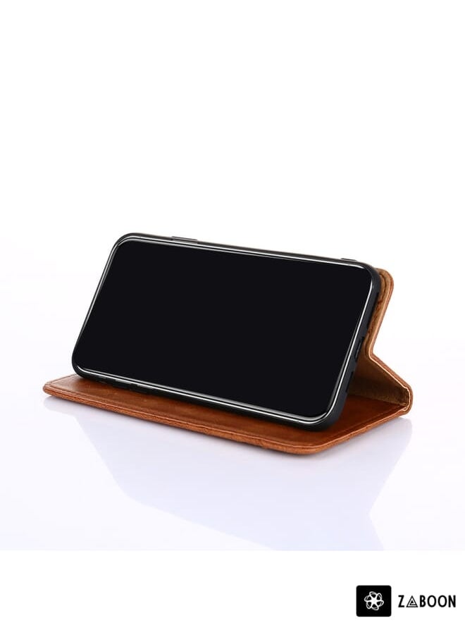 Zaboon - Protective Case For Nokia C3 Non-Magnetic Retro Texture Horizontal Flip Leather - Image 1