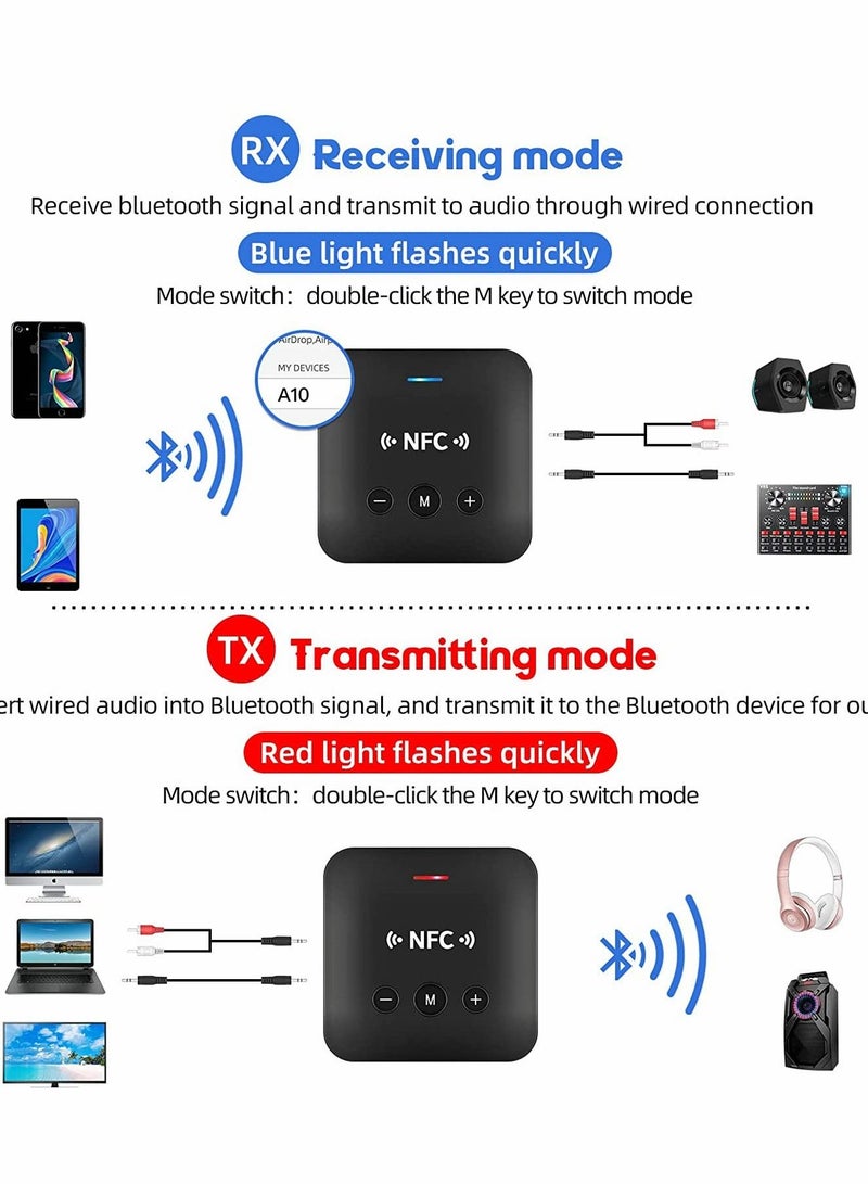 Bluetooth Transmitter Receiver for TV Earphone Car Home Stereo System 2 in 1 Wireless Adapter Low Latency Long Range 5.0 Audio - Image 5