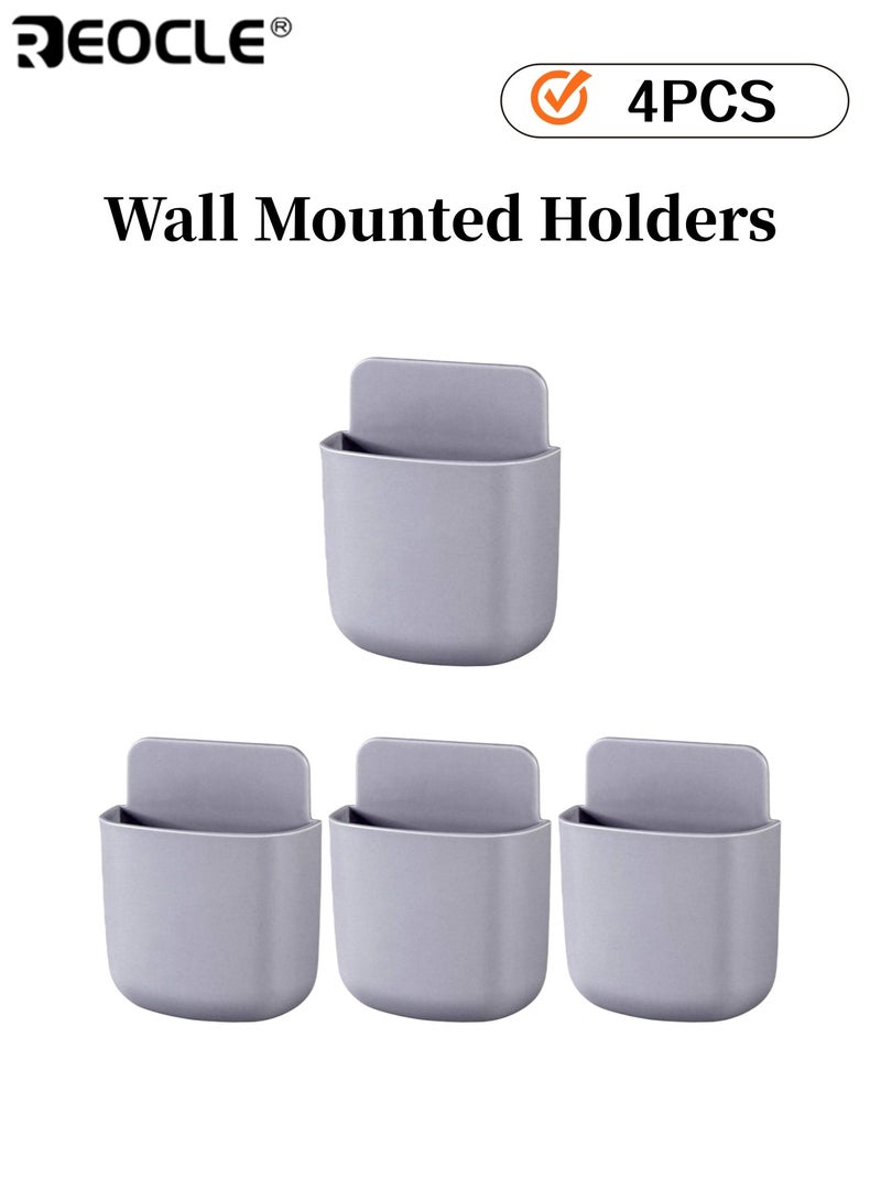 ريوكل مجموعة مكونة من 4 حوامل جدارية للتحكم عن بعد أو الهواتف المحمولة، تركيب ذاتي بدون حفر، تصميم بسيط وعصري، مثالية لتنظيم وتخزين الأجهزة في المنازل والمكاتب والمدارس - Image 1