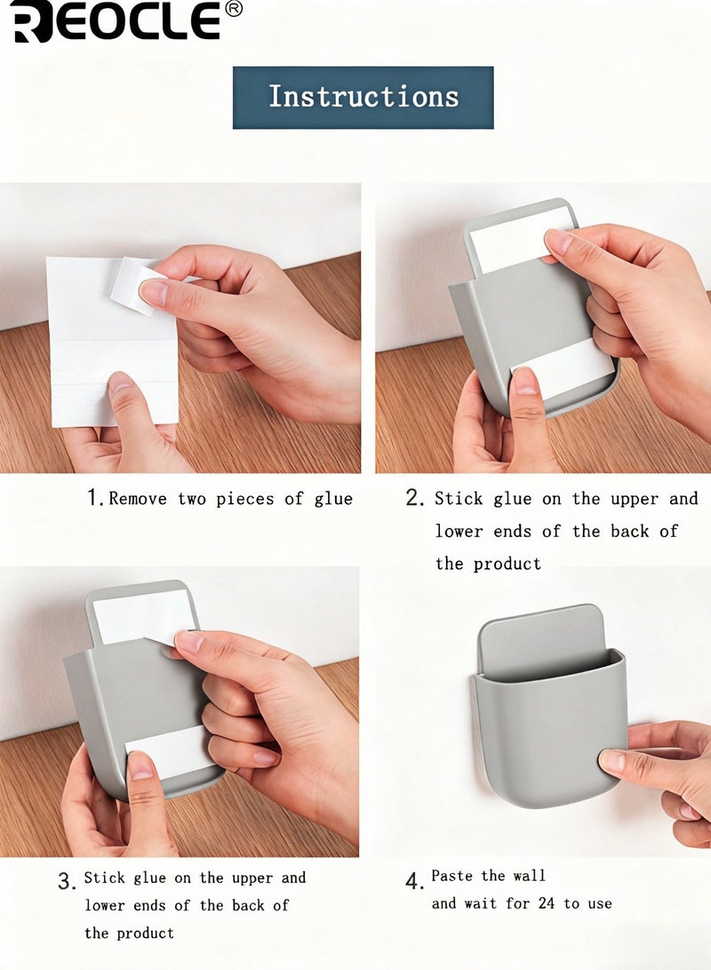 ريوكل مجموعة مكونة من 4 حوامل جدارية للتحكم عن بعد أو الهواتف المحمولة، تركيب ذاتي بدون حفر، تصميم بسيط وعصري، مثالية لتنظيم وتخزين الأجهزة في المنازل والمكاتب والمدارس - Image 5