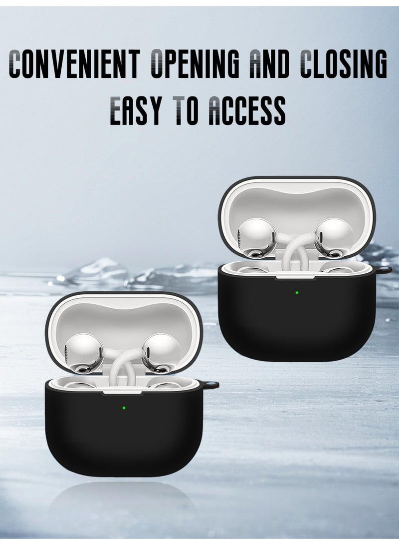 SZOXST Compatible with HUAWEI FreeClip 2 Case Cover, Soft Silicone Shockproof Covers for HUAWEI FreeClip 2 2025 Cases with Keychain and Front LED Visible for Women and Men Black - Image 3