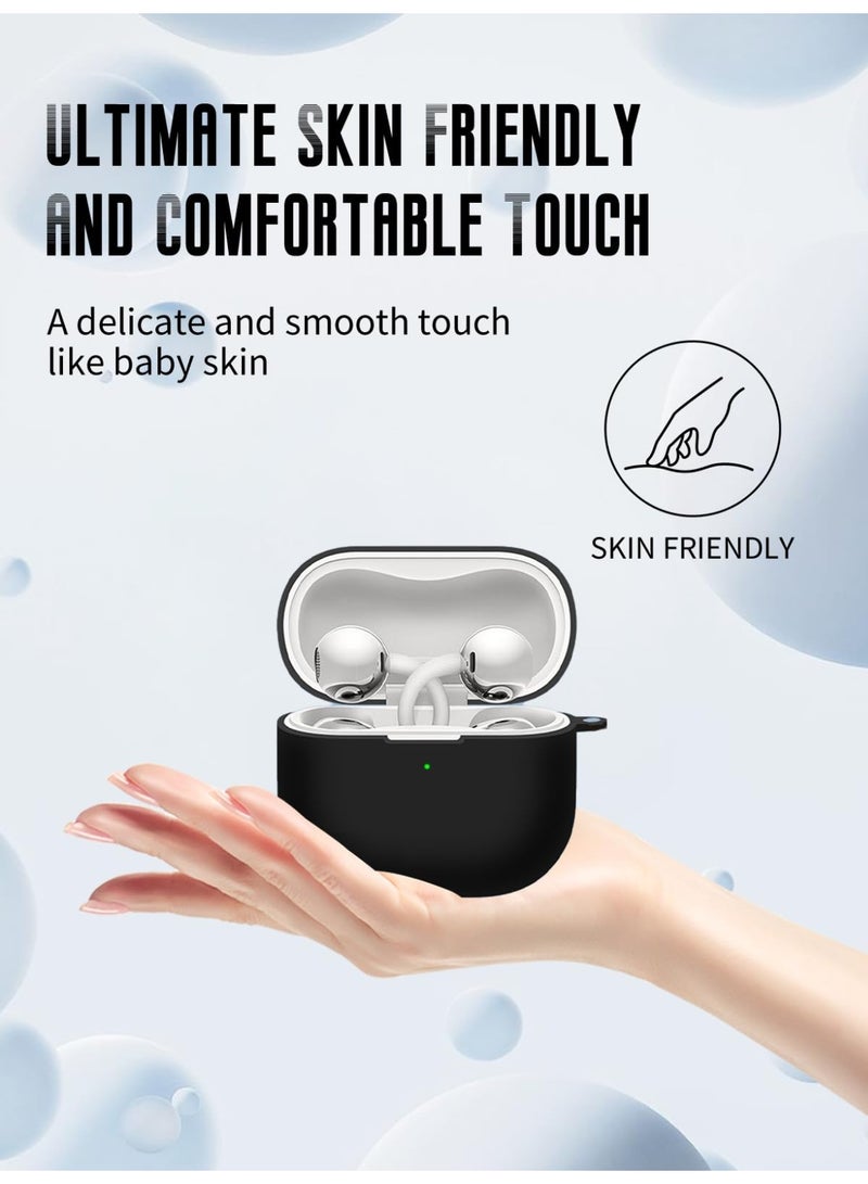 SZOXST Compatible with HUAWEI FreeClip 2 Case Cover, Soft Silicone Shockproof Covers for HUAWEI FreeClip 2 2025 Cases with Keychain and Front LED Visible for Women and Men Black - Image 4