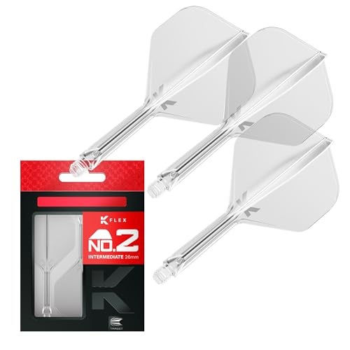 TARGET Darts K Flex Integrated Dart Flights and Shafts, No.2 Clear (Intermediate) | Pack of 3 K-Flex – No2, Kflex All in One Moulded Dart Flight & Stem | Professional Dart Accessories - Image 1