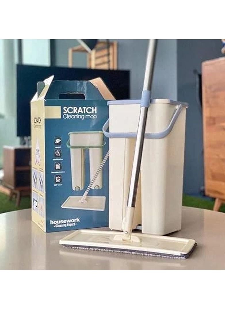 Scratch Flat Mop and 2 in 1 Bucket,Cleaning Mop Set Cleaning Mop,Floor Mop Mop Cleaning System Cleaner  - Image 5