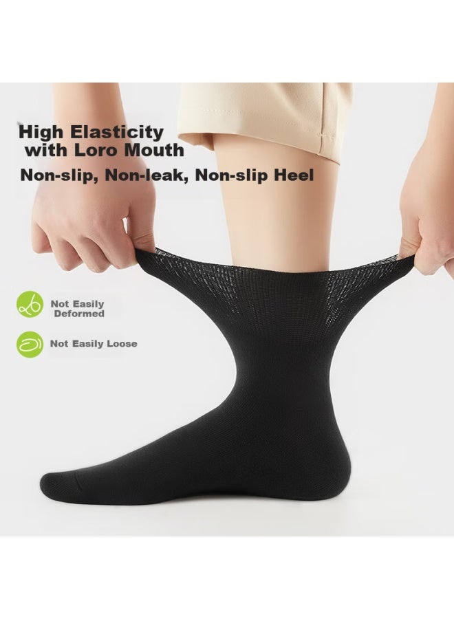 Sevfun Qisefang Men's Loose Socks, Middle-aged And Elderly Style, Comfortable And Non-binding, Thin Antibacterial Mid-calf Cotton Socks For Wide Feet - Image 4