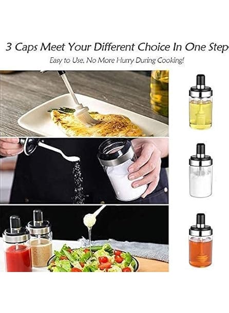 WICHARSH WICHARSH Borosilicate Glass Jar with Spoon for Ghee Butter Spice Sugar Salt Tea Coffee Pickle Storage Jar with Container Seasoning Bottle Jar 250 ML CONDIMENT JAR 3PCS SET  - Image 3