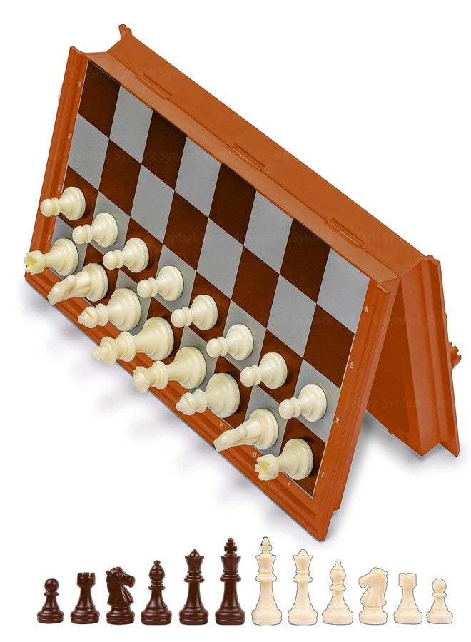 Synlark® Chess Board 10.5x10.5 Magnetic Chessboard Game Set with Folding Travel Portable Case Travel Chessgame Premium Classic Pieces Prefect Gift for Kids and Adults - 1 Pcs (Brown) - Image 1