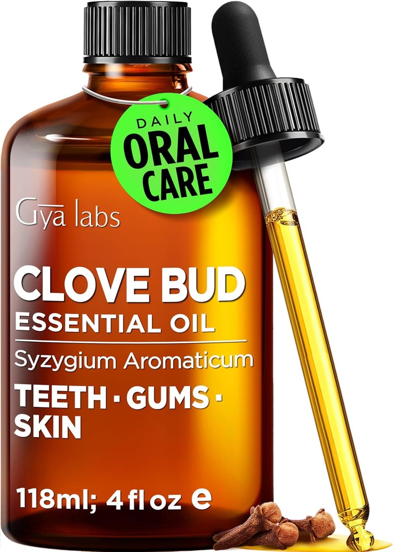 Gya Labs Clove Essential Oil - 4 Fl Oz - for Hair, Skin, Diffuser, Aromatherapy & DIY Candle Making Scent - Image 1