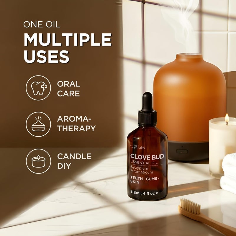 Gya Labs Clove Essential Oil - 4 Fl Oz - for Hair, Skin, Diffuser, Aromatherapy & DIY Candle Making Scent - Image 5