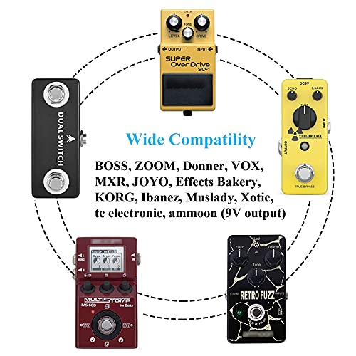 WUKUR Replacement for 9V Guitar Pedal Power Supply 9 Volt Power Supply for Guitar Pedals，1A Tip Negative with 5 Way Daisy Chain Power Cable - Image 4