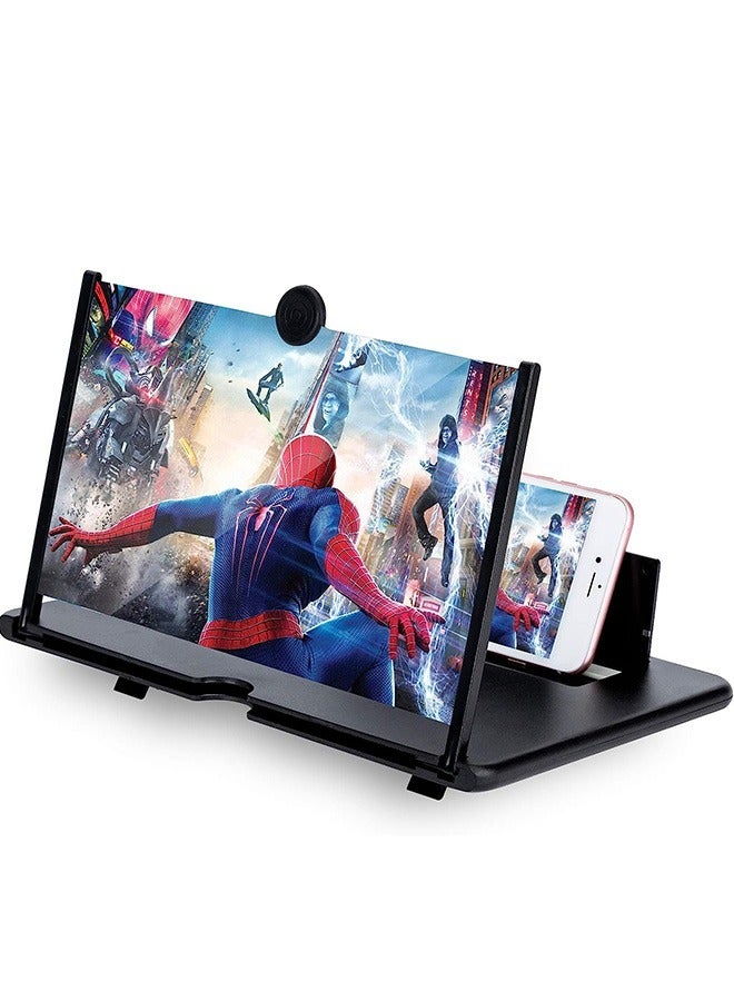 موتيم مكبر شاشة هاتف قابل للطي مقاس 12 بوصة، مضخم أفلام ومقاطع فيديو ثلاثية الأبعاد، مكبر شاشة عالي الدقة مع حامل هاتف، مكبر شاشة مع حامل مكتبي يدعم جميع الهواتف الذكية - Image 3