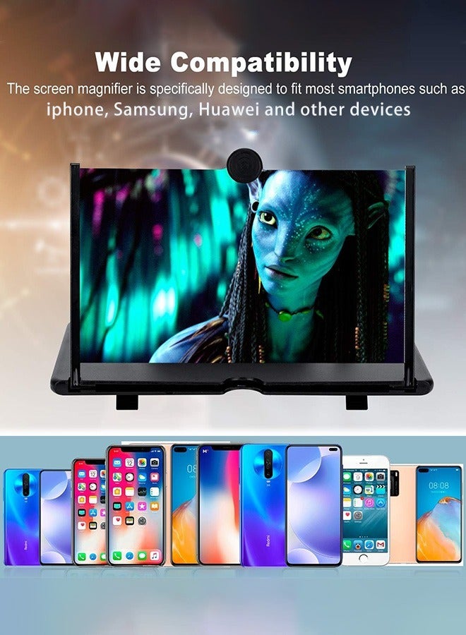 موتيم مكبر شاشة هاتف قابل للطي مقاس 12 بوصة، مضخم أفلام ومقاطع فيديو ثلاثية الأبعاد، مكبر شاشة عالي الدقة مع حامل هاتف، مكبر شاشة مع حامل مكتبي يدعم جميع الهواتف الذكية - Image 4