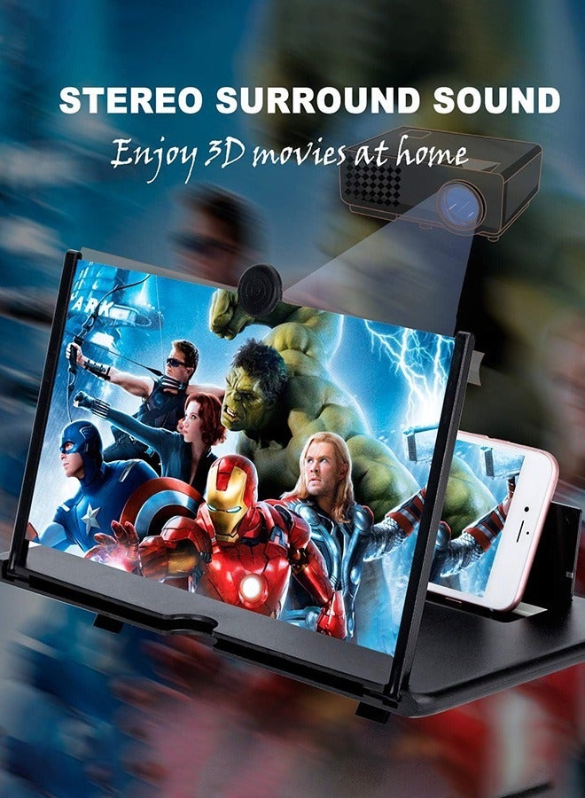 موتيم مكبر شاشة هاتف قابل للطي مقاس 12 بوصة، مضخم أفلام ومقاطع فيديو ثلاثية الأبعاد، مكبر شاشة عالي الدقة مع حامل هاتف، مكبر شاشة مع حامل مكتبي يدعم جميع الهواتف الذكية - Image 5