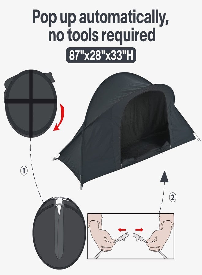 EighteenTek Bed Canopy Office Bed Tents Dream Tents Privacy Space Office Sleeping Tents Indoor One Person Lay Down NOT Sitting Pop Up Portable Frame Curtains Breathable Grey Cottage Grey 87"x28"x33"H - Image 2
