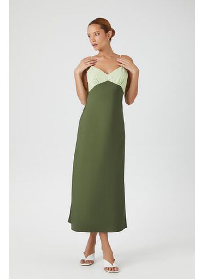 FOREVER 21 Colorblock Satin Maxi Slip Dress - Image 4