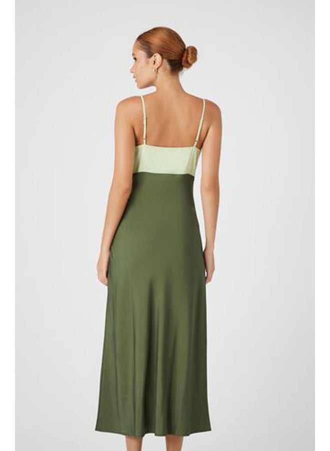 FOREVER 21 Colorblock Satin Maxi Slip Dress - Image 3