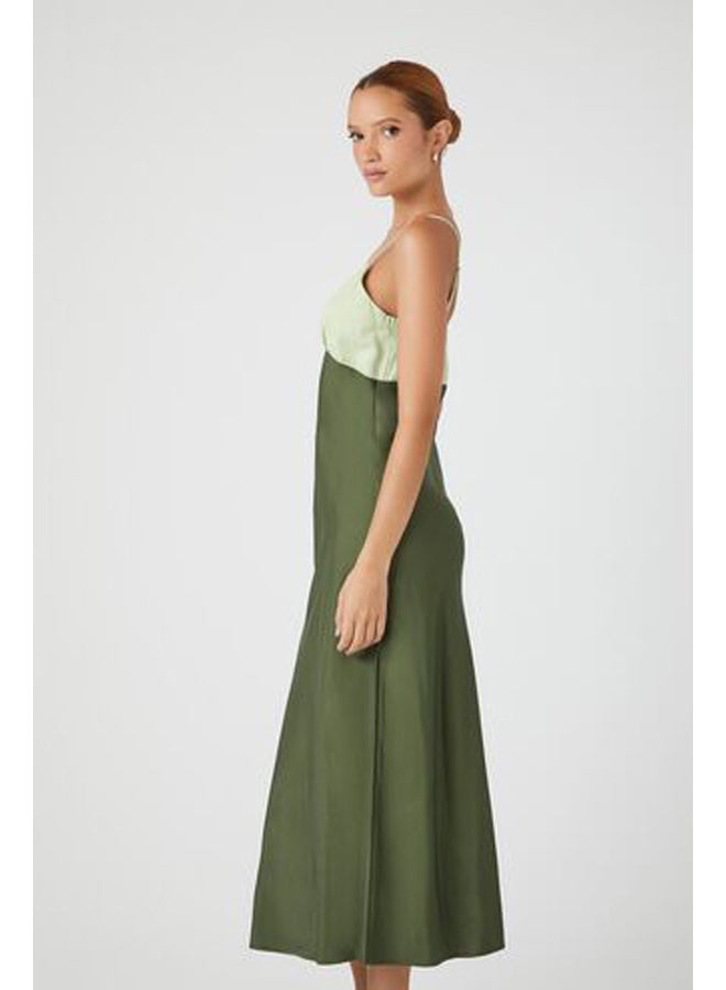 FOREVER 21 Colorblock Satin Maxi Slip Dress - Image 2