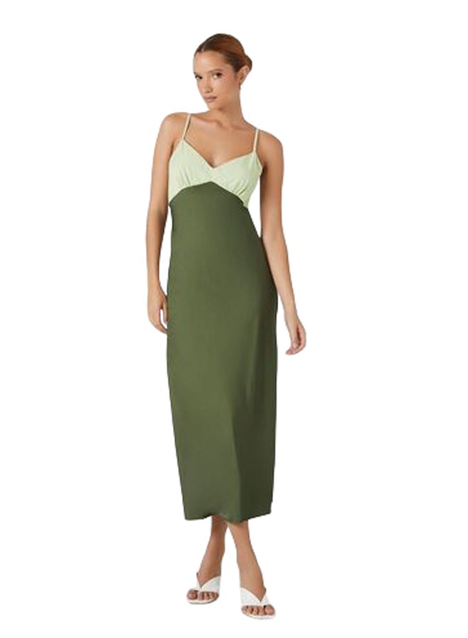 FOREVER 21 Colorblock Satin Maxi Slip Dress - Image 1