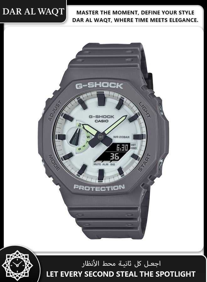 كاسيو ساعة كاسيو جي شوك GA-2100HD-8A إصدار الظلام المضيء - تصميم متوهج في الظلام، خلفية رمادية فحمية، موضوع الإمكانات الكامنة، مقاومة للصدمات - Image 1