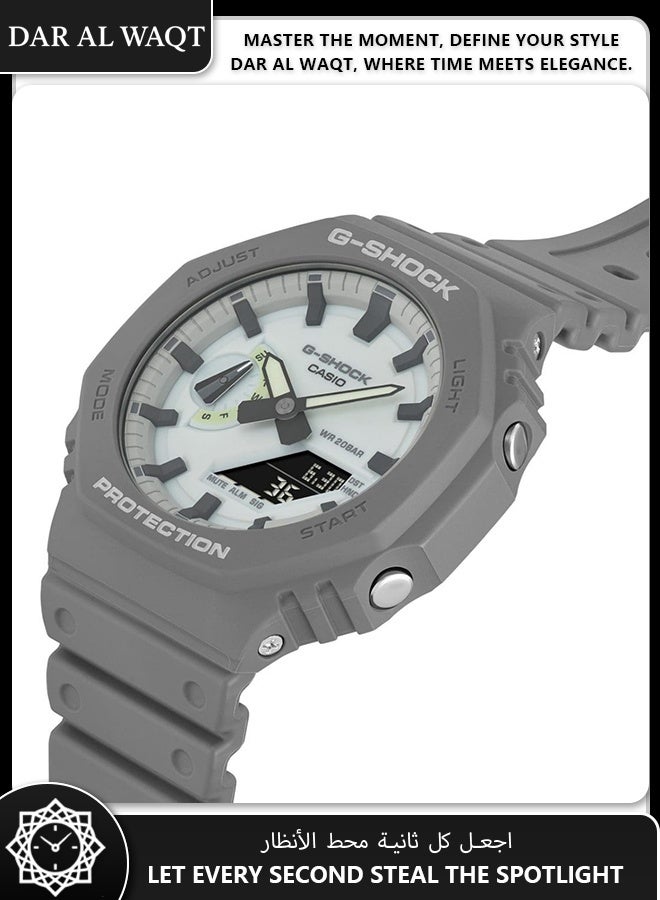 كاسيو ساعة كاسيو جي شوك GA-2100HD-8A إصدار الظلام المضيء - تصميم متوهج في الظلام، خلفية رمادية فحمية، موضوع الإمكانات الكامنة، مقاومة للصدمات - Image 4