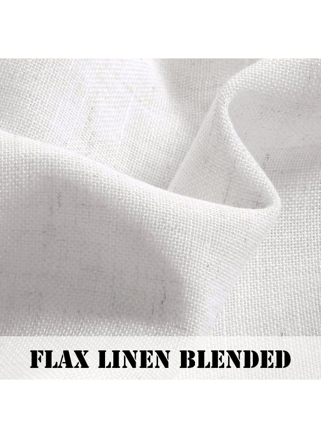 H.VERSAILTEX HVERSAILTEX Pair Set Nickel Grommet Natural Linen Blended Window Treatment Premium Soft Rich Light Filtering Semi Sheer Curtain Panels for Living Room  52x84Inch  Heathered White - Image 3