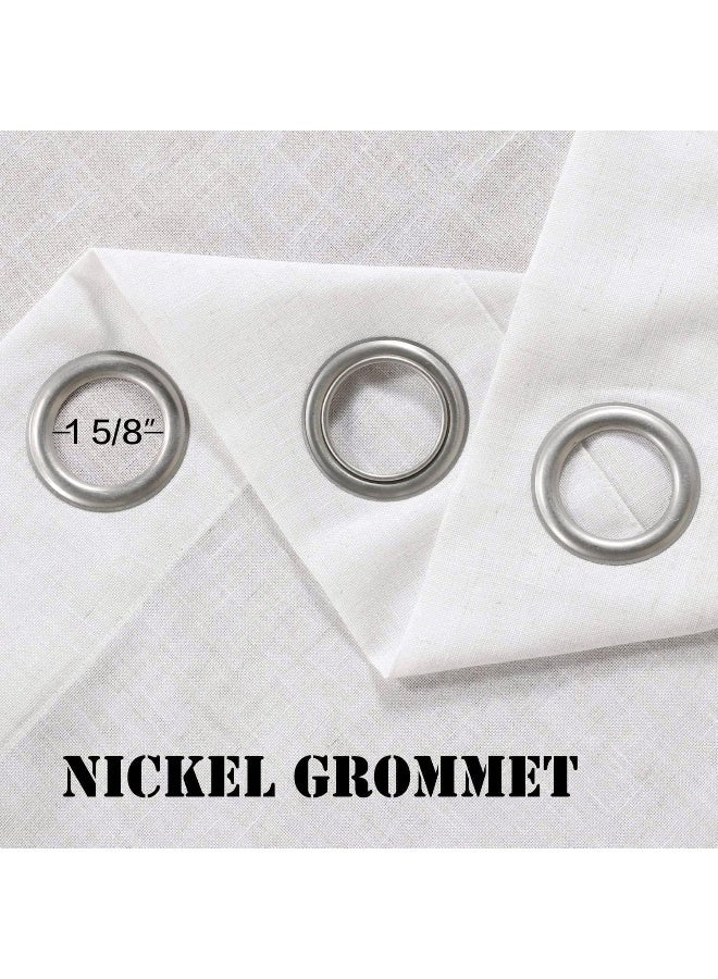 H.VERSAILTEX HVERSAILTEX Pair Set Nickel Grommet Natural Linen Blended Window Treatment Premium Soft Rich Light Filtering Semi Sheer Curtain Panels for Living Room  52x84Inch  Heathered White - Image 4